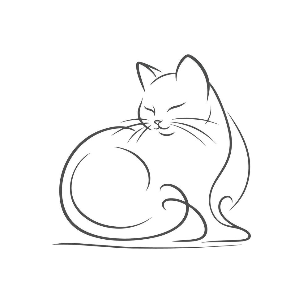 Minimalist Cat Line Art vector
