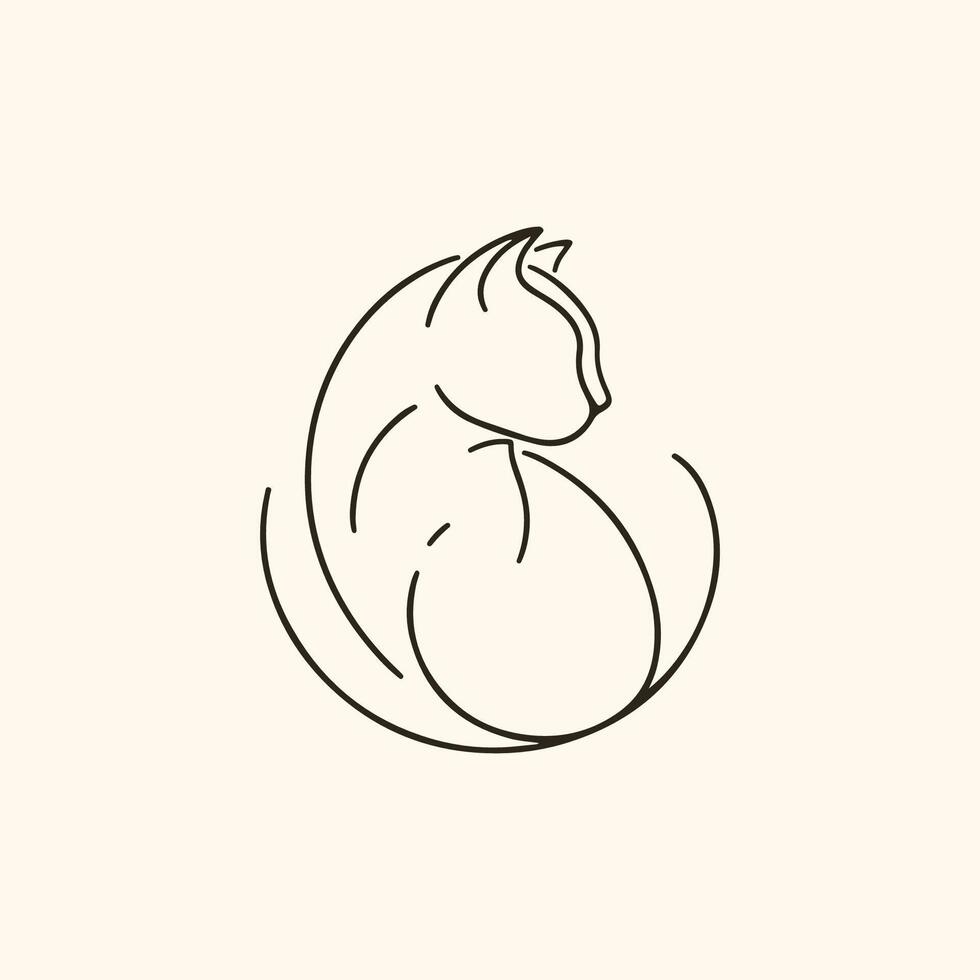 Sleek Line Art Cat Illustration vector