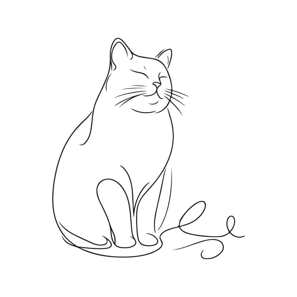 Stylized Cat Outline in Minimal Design vector