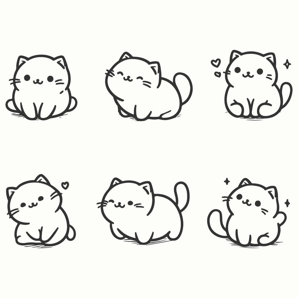 Adorable Minimal Cat Sketches vector