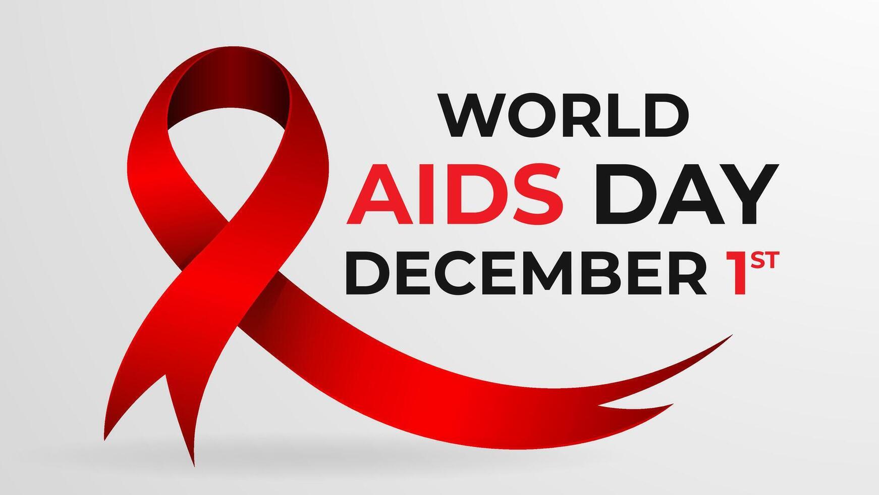 illustration of a red ribbon symbolizing World AIDS Day on December 1st, raising awareness for HIV AIDS prevention and support. Ideal for health, awareness, and solidarity themes vector
