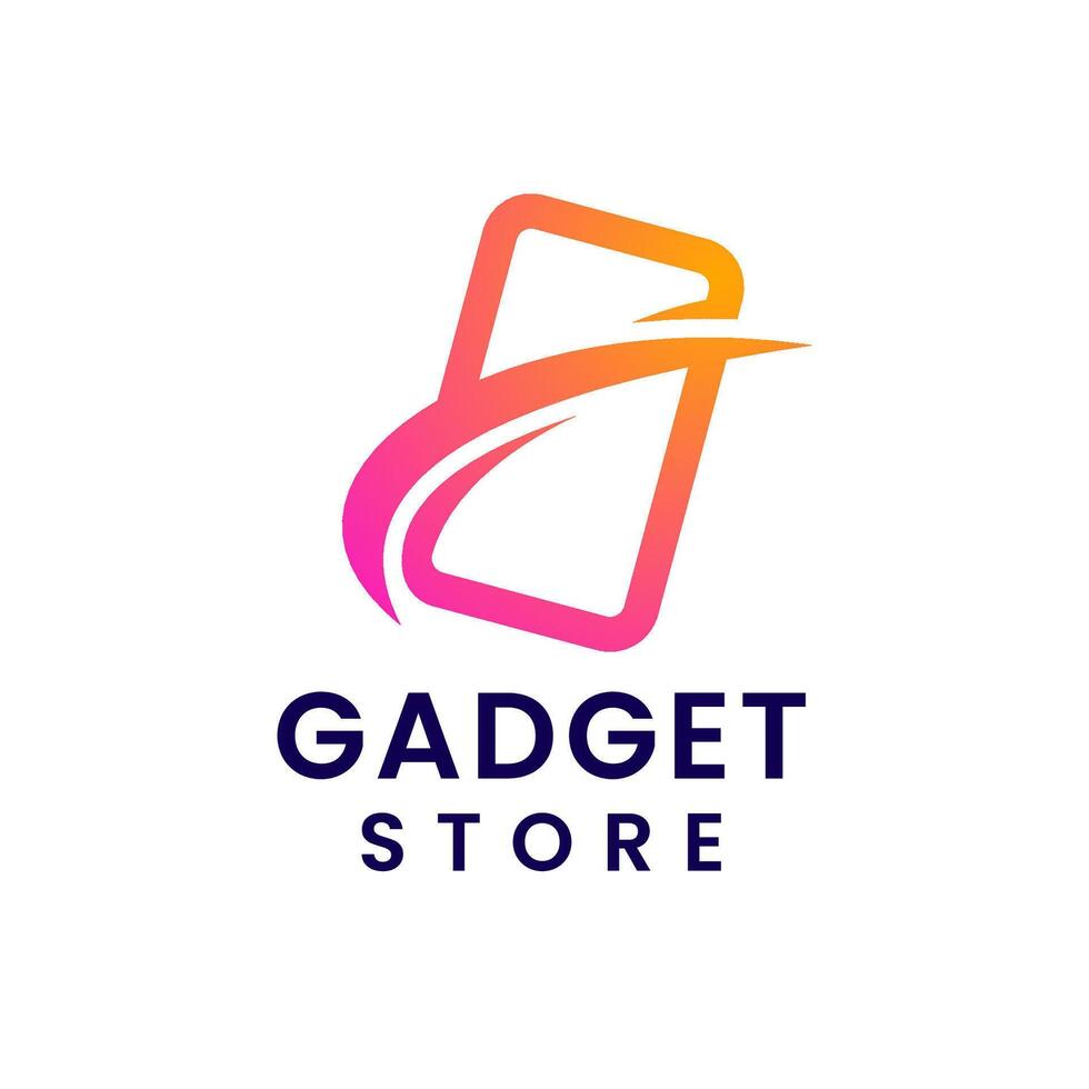 Bold and sleek logo design for a gadget store with a gradient color scheme, blending pink and orange hues. Perfect for technology or electronics businesses looking for a dynamic, modern identity. vector