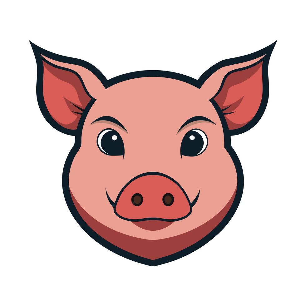 A pig head with a big nose and big eyes vector