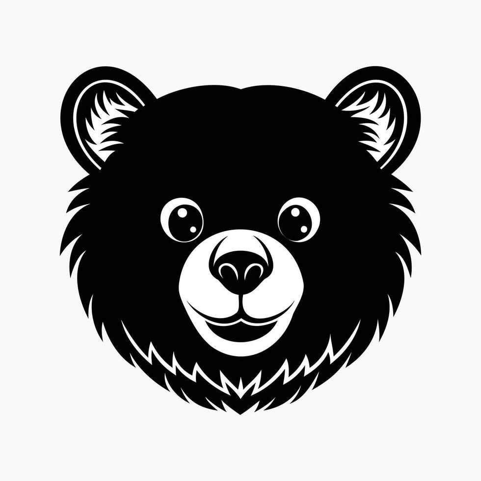 Black bear head on white background vector