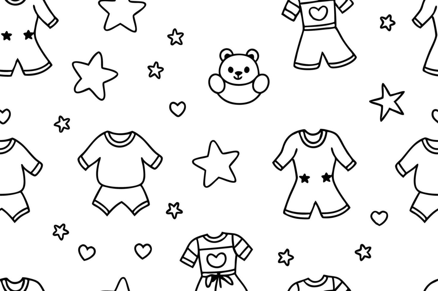 A seamless pattern with baby clothes and stars vector