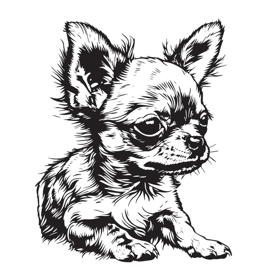 Funny puppy chihuahua. Contour vector