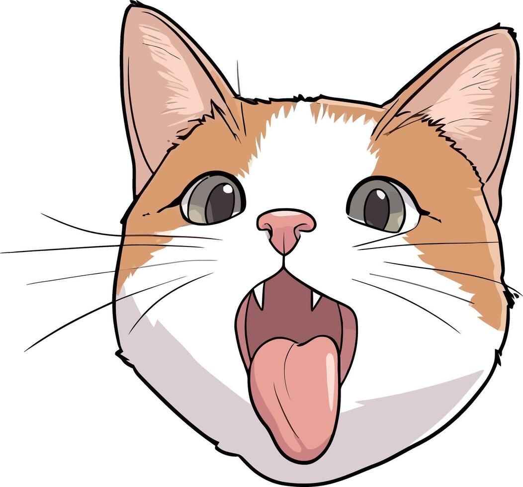 Adorable Cartoon Cat Close-Up with Tongue Out vector