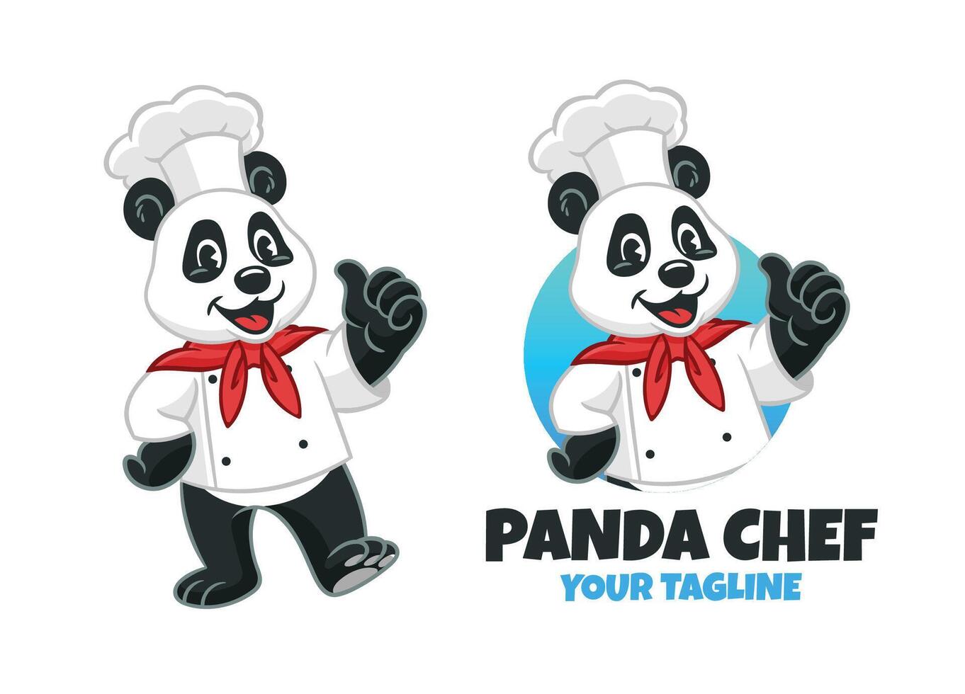 Panda Chef Cartoon Mascot logo Set vector