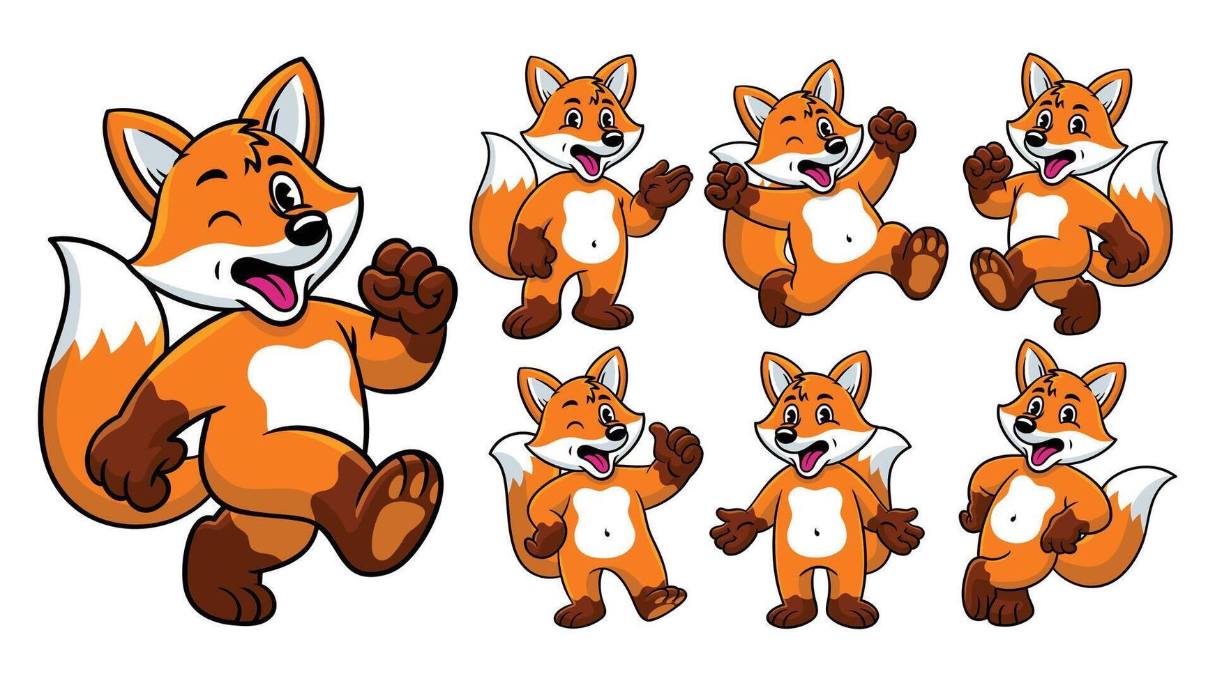 Cartoon Character Set of Happy Fox vector