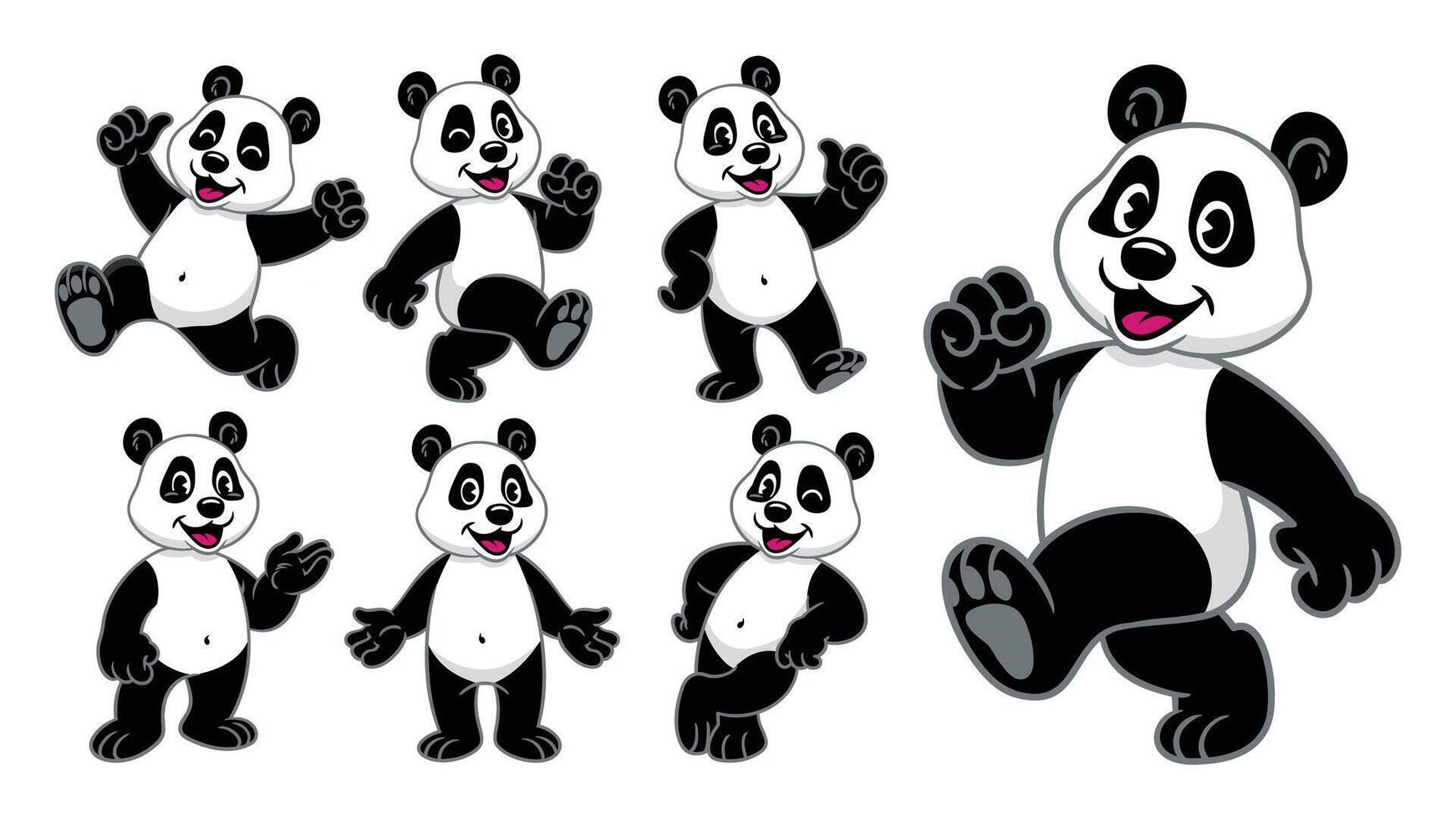 Cartoon Character Set of Happy Panda vector