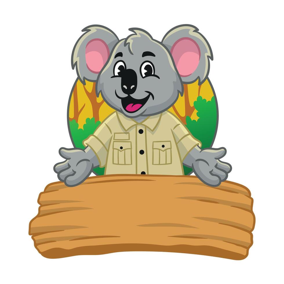 Cheerful Koala Zoo Keeper Mascot Logo vector