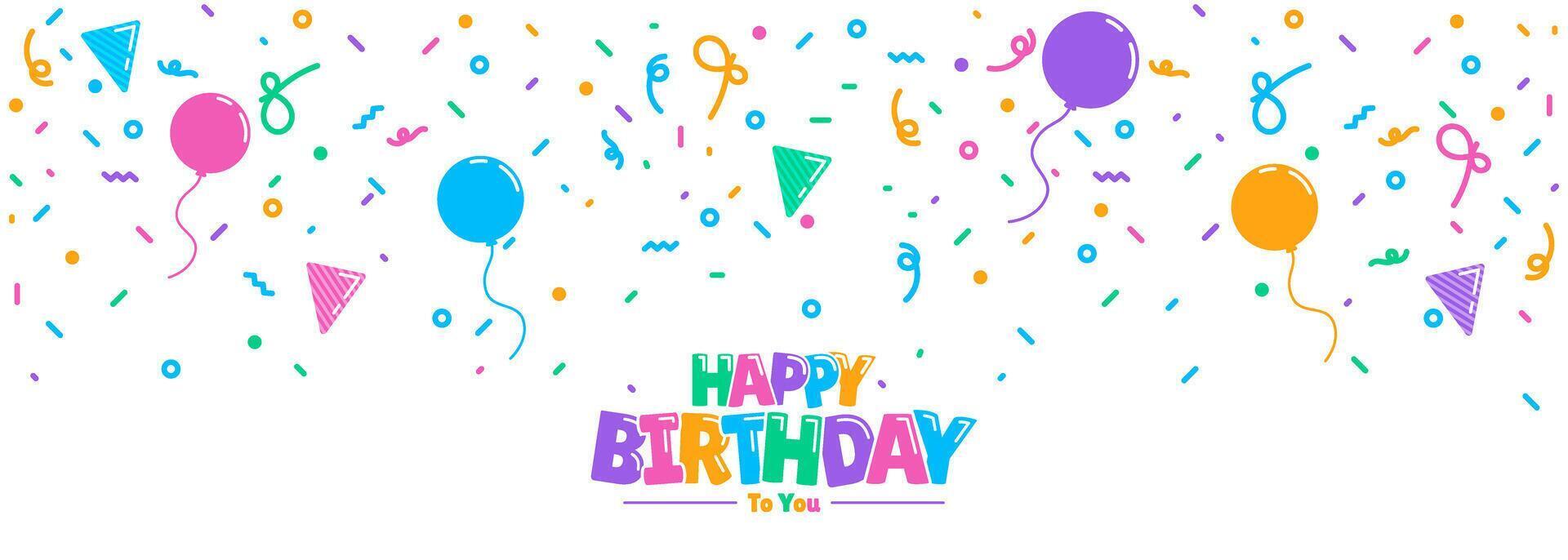 Birthday celebration featuring festive elements like balloons and confetti. vector