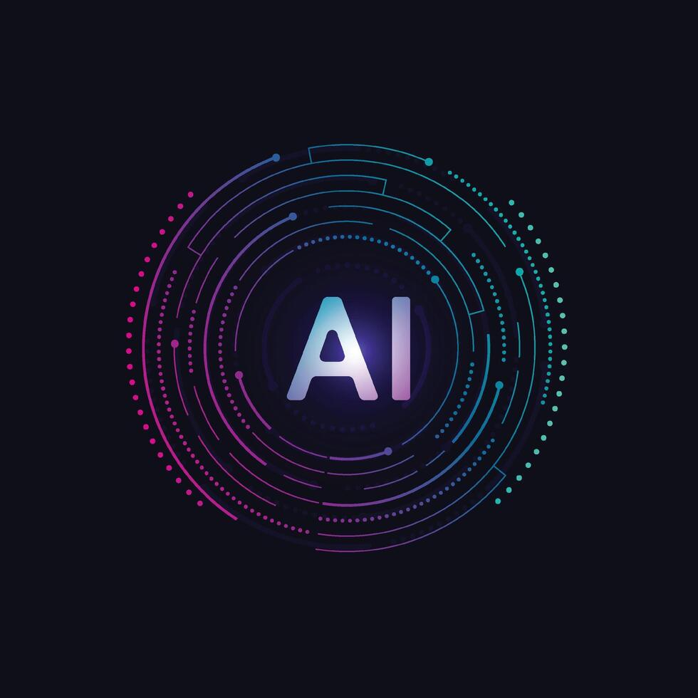 Artificial intelligence circuit line style. Machine learning design. Smart network digital technology vector