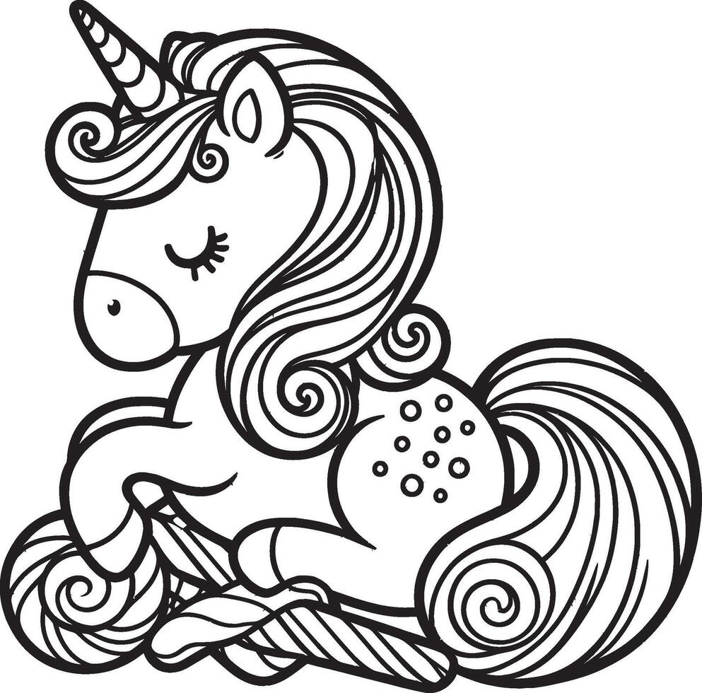 Cute unicorn coloring pages for kids vector