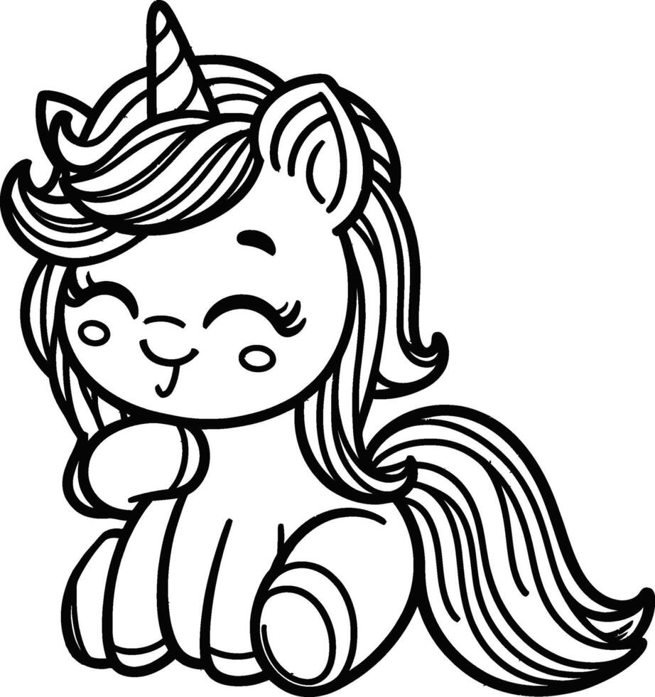 Cute unicorn coloring pages vector