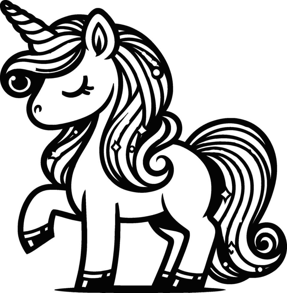 Unicorn coloring pages for kids vector