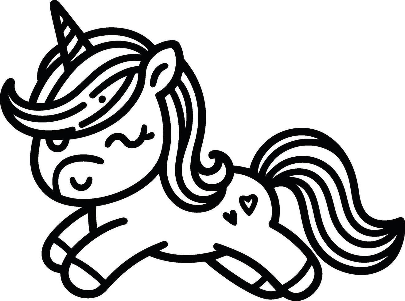 A unicorn is running in a line coloring page vector