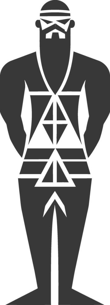A black and white silhouette of a man with a beard vector