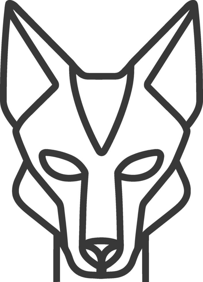 A black and white drawing of a fox's head vector