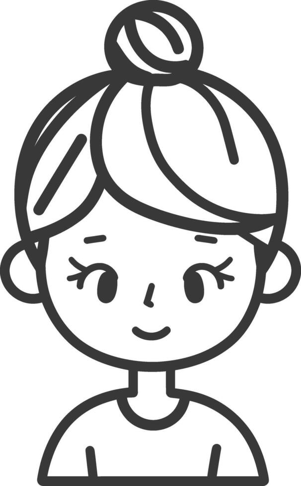 A woman with a bun in her hair vector