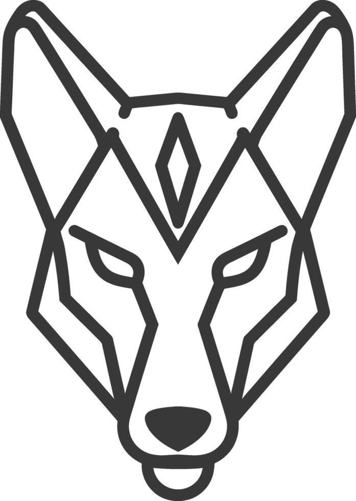 A black and white drawing of a fox head vector