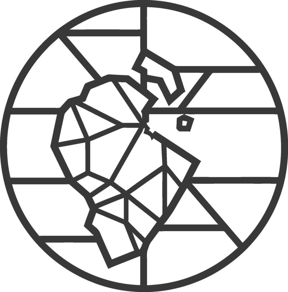 A black and white logo of a map with a circle in it vector