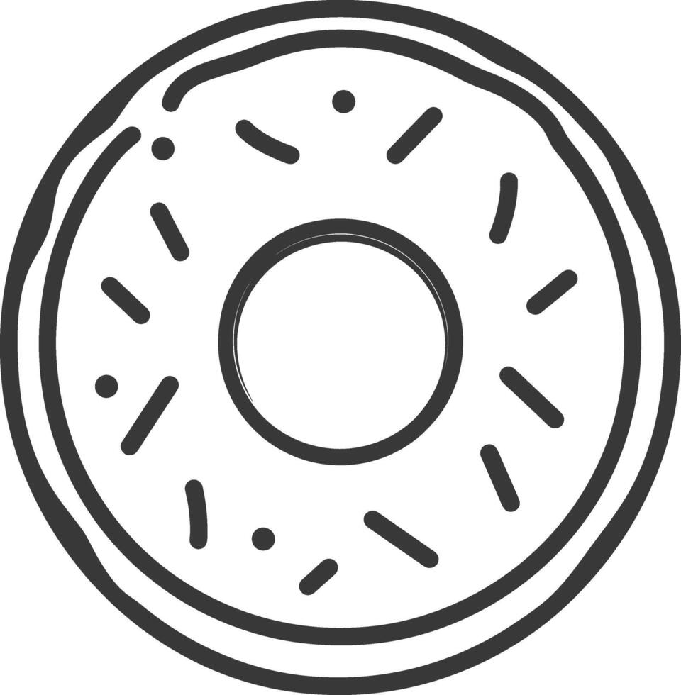 A donut is shown in a line drawing vector