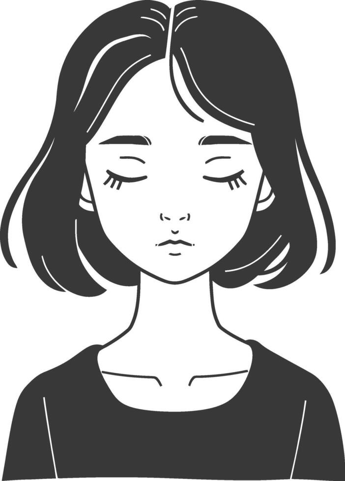 A black and white illustration of a woman's face vector
