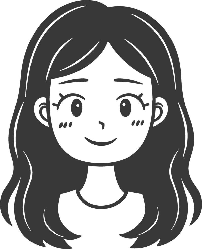 A girl with long hair and a smile vector