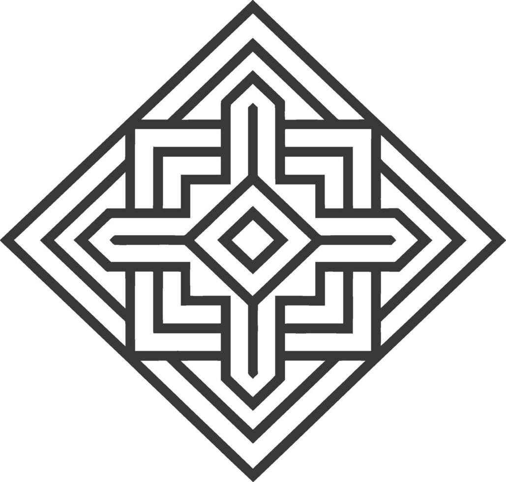 A black and white geometric design with a square in the middle vector