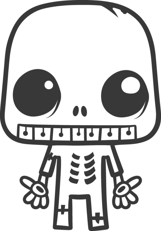 A cartoon skeleton with big eyes and a big mouth vector