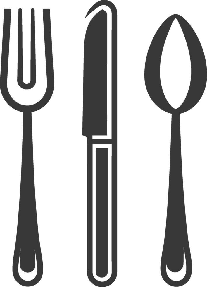 Fork, spoon and knife icon on white background vector