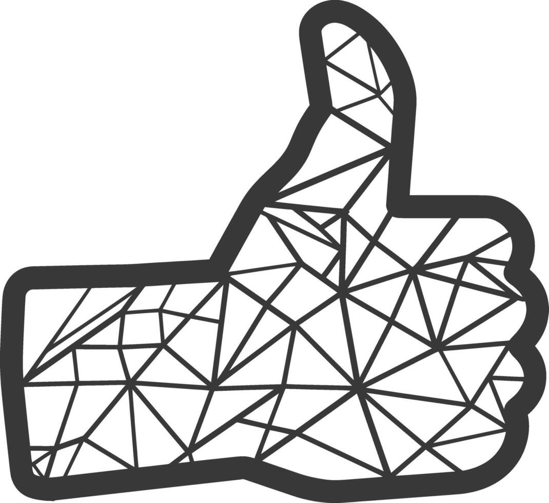 A black and white illustration of a thumbs up sign vector
