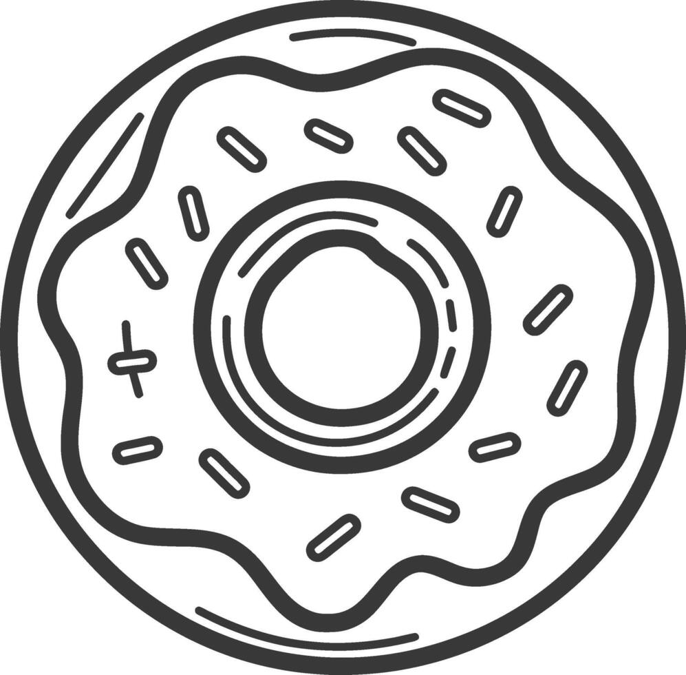 A donut icon in a line drawing vector