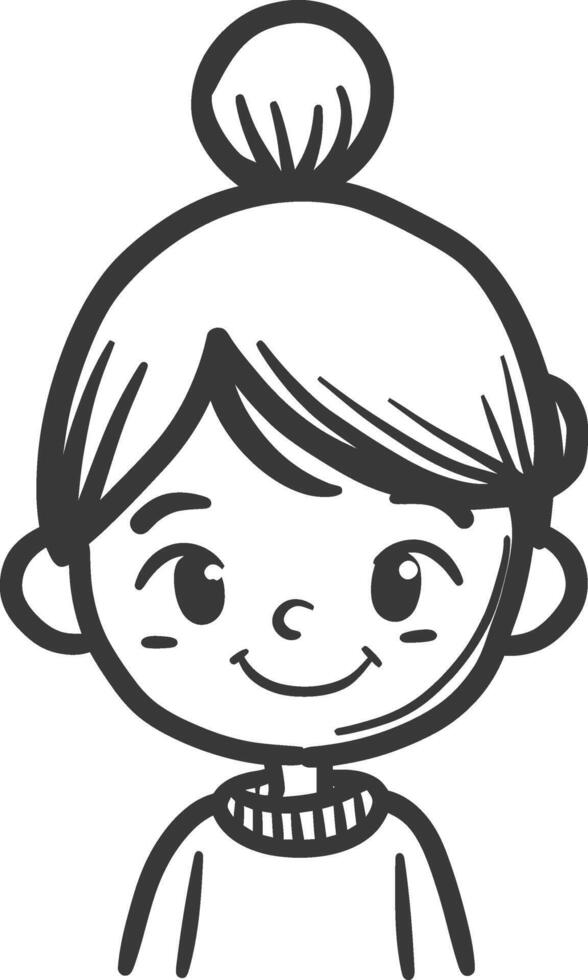 A cartoon girl with a bun in her hair vector