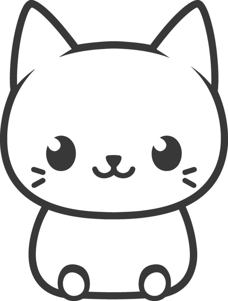 A black and white drawing of a cat vector