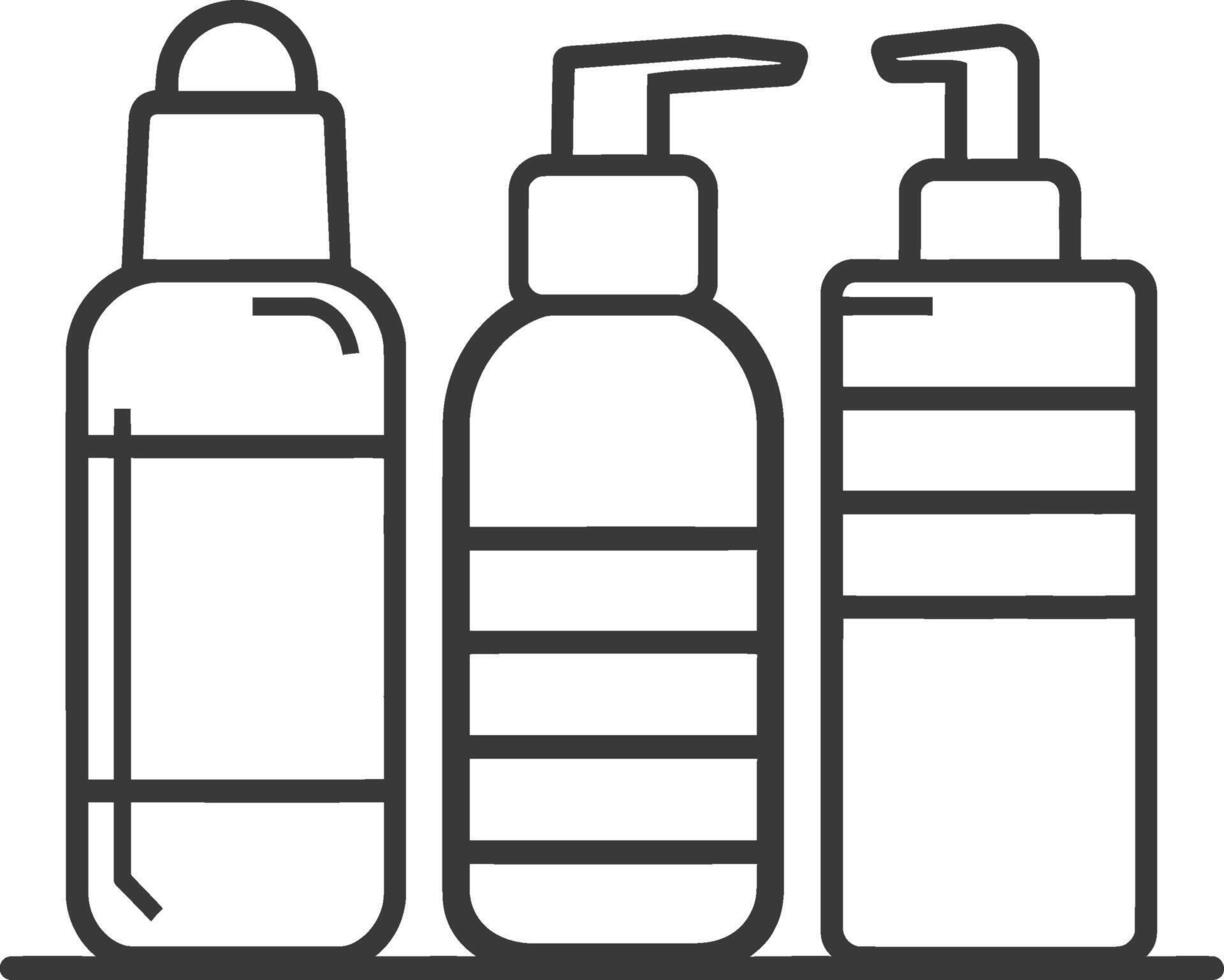 Three bottles of shampoo and conditioner on a white background vector