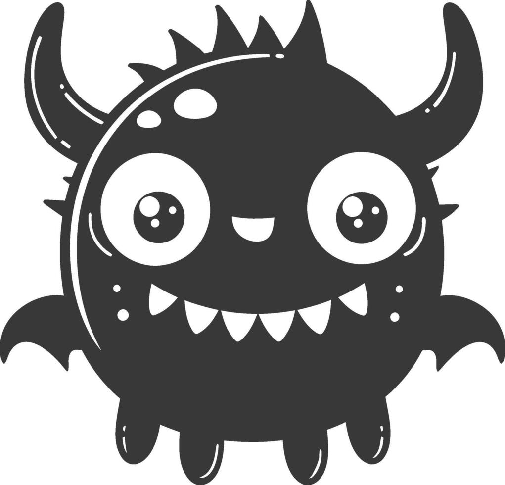 A cartoon monster with big eyes and horns vector