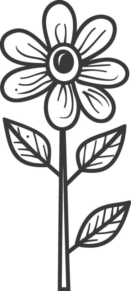 A black and white drawing of a flower vector