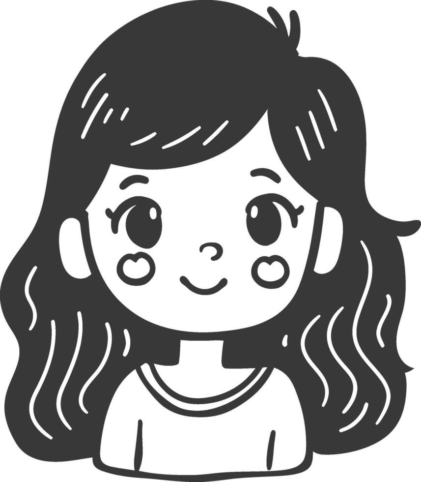A cartoon girl with long hair and a smile vector