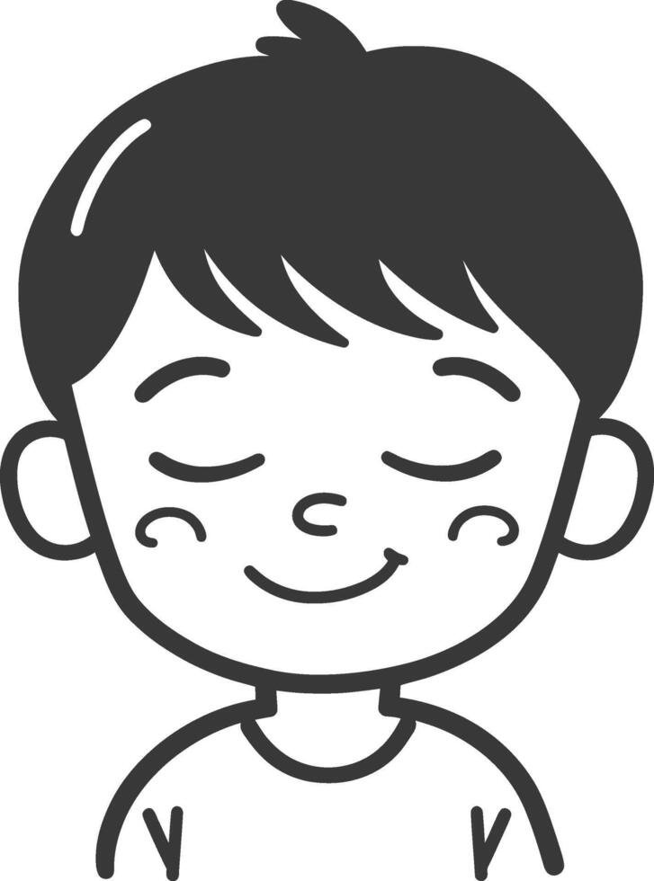 A boy with closed eyes and a smile vector