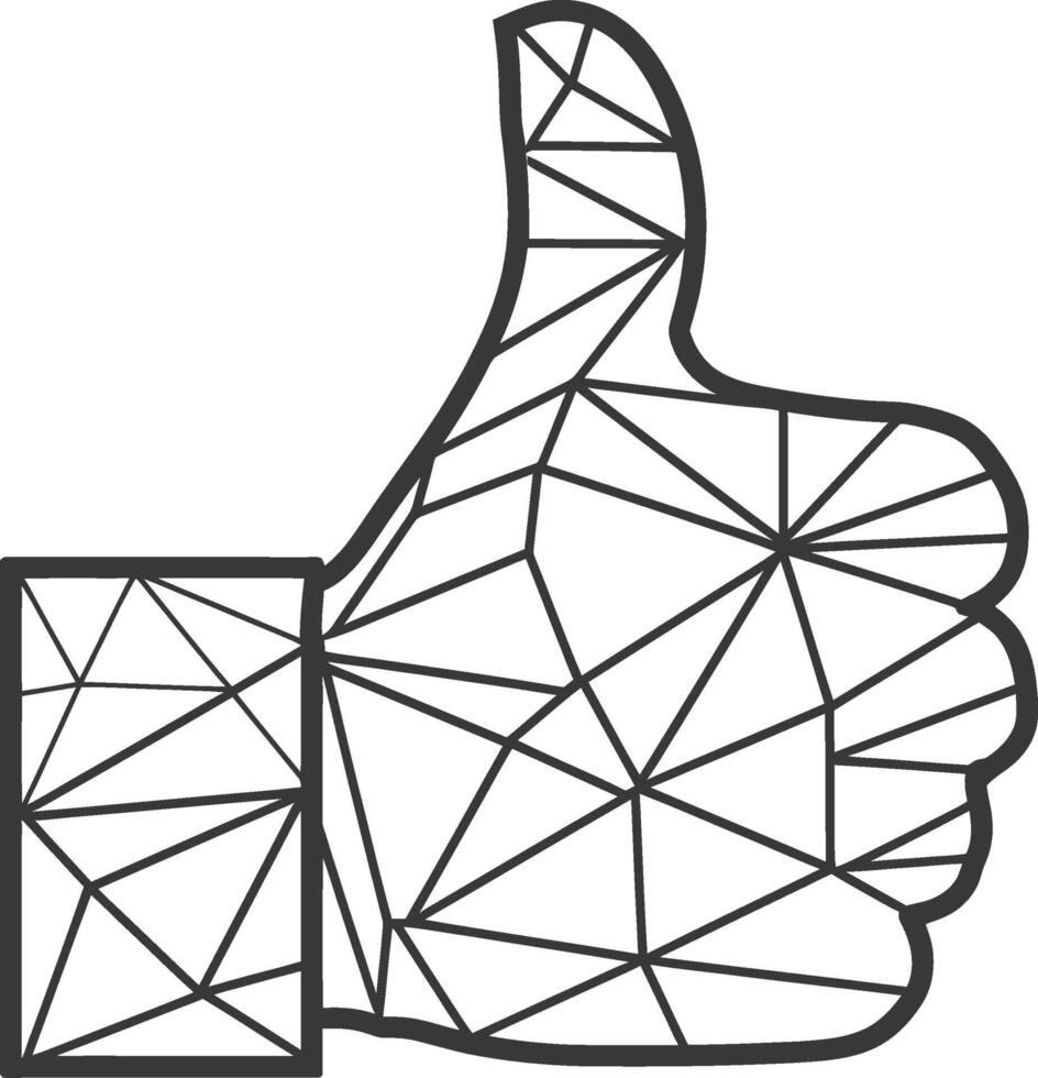 A black and white drawing of a thumbs up sign vector