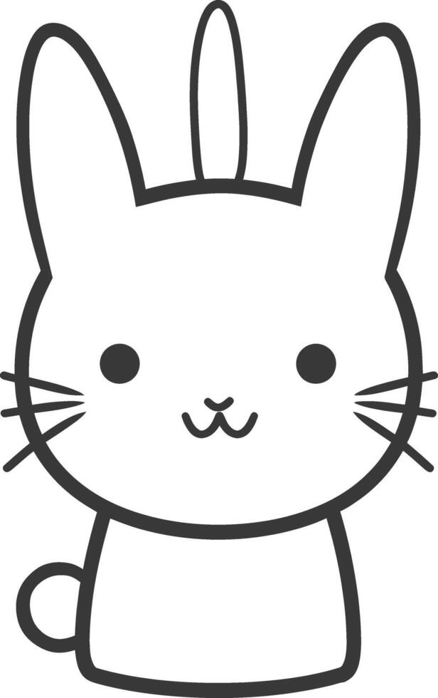 A black and white drawing of a bunny vector