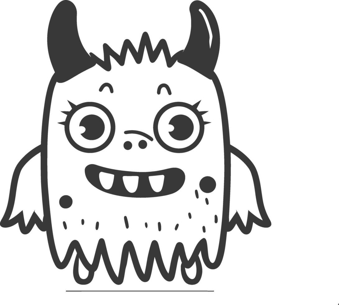 A cartoon monster with horns and eyes vector