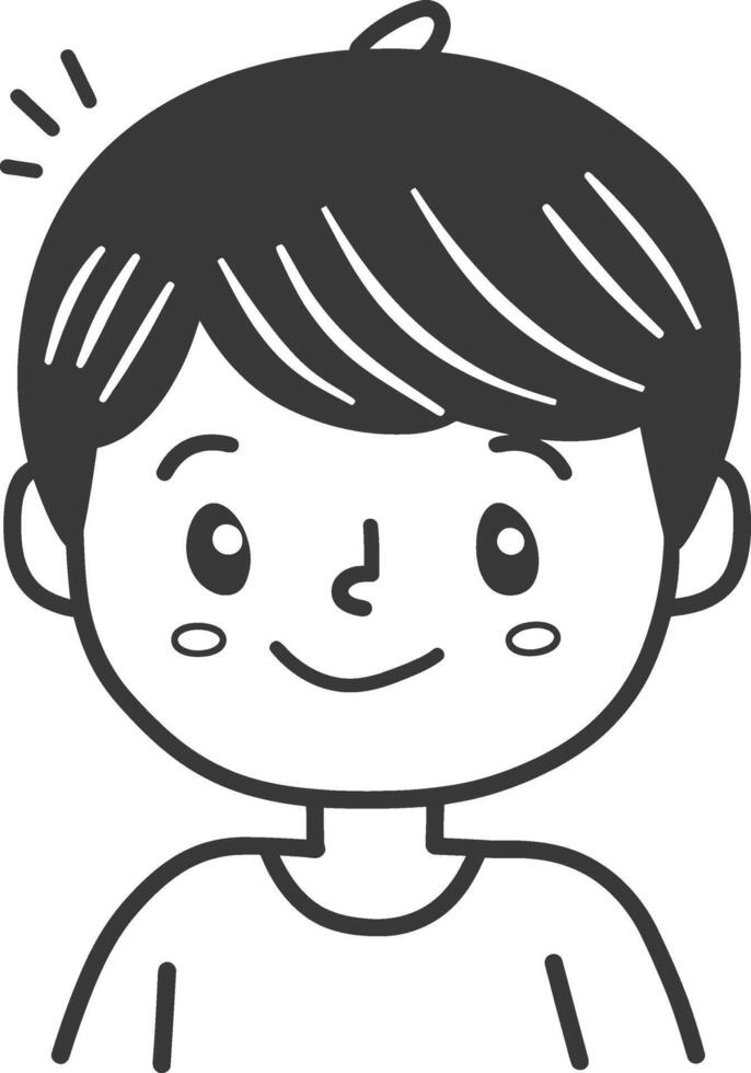 A boy with a black hair and a white shirt vector