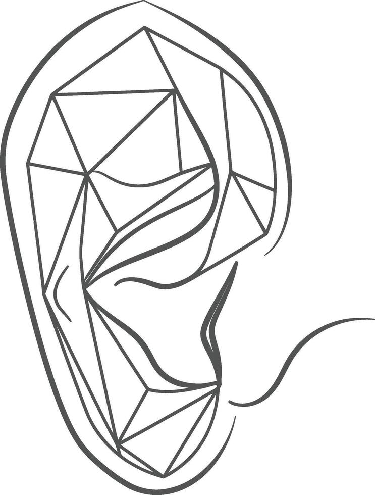 A drawing of a woman's ear with a geometric pattern vector