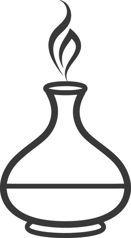 A black and white illustration of a vase with a burning candle vector