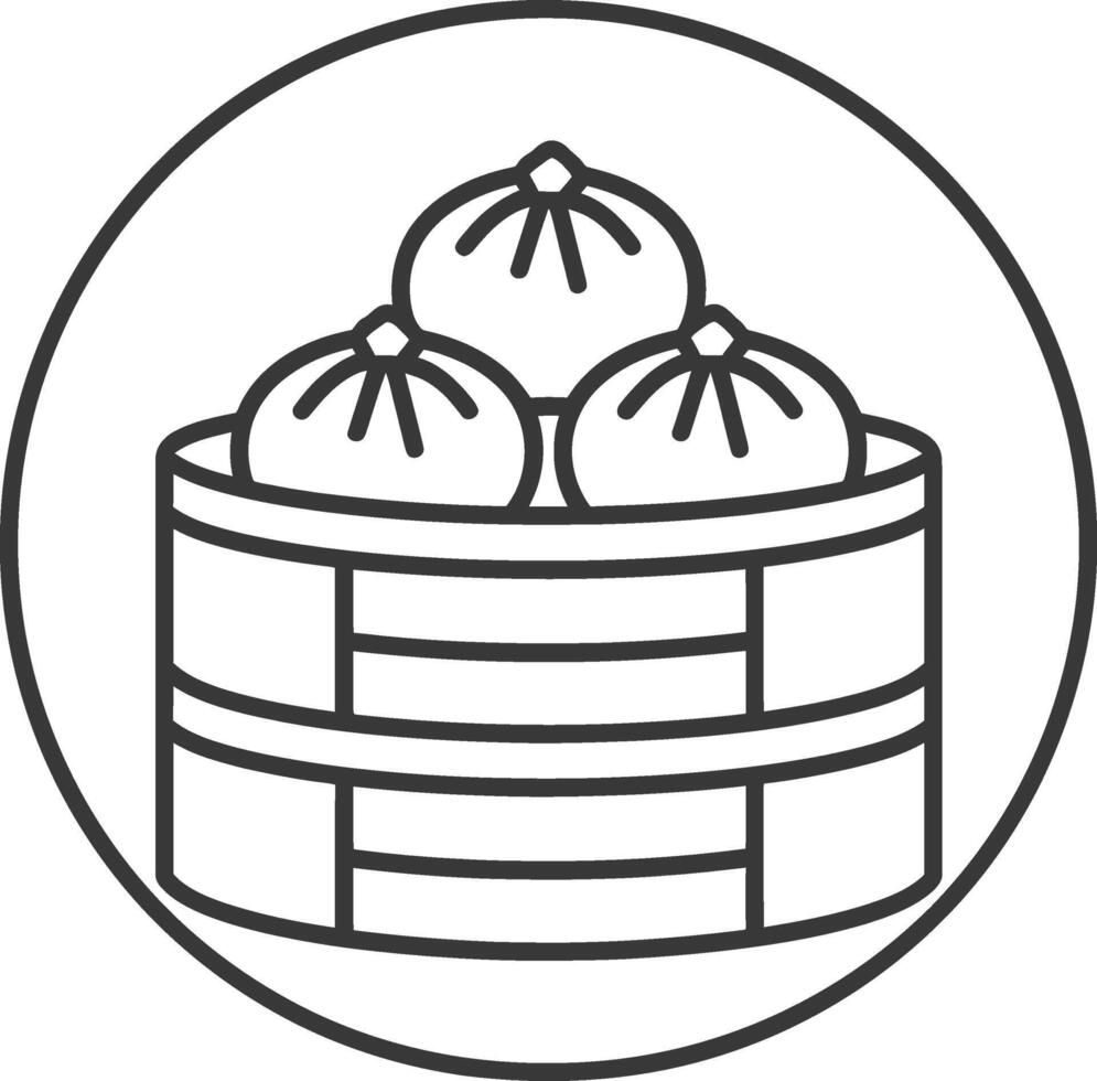 Dumpling in a round container line icon vector