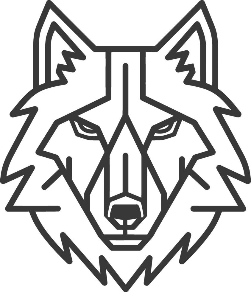 A black and white wolf head outline logo vector