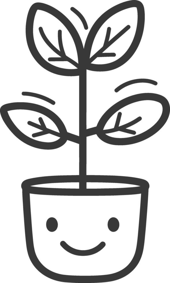 A black and white drawing of a plant in a pot vector